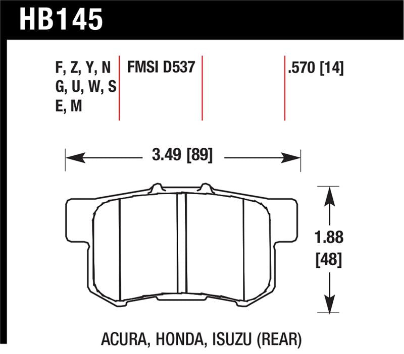 Hawk Performance Hawk Acura / Honda HT-10 Race Rear Brake Pads