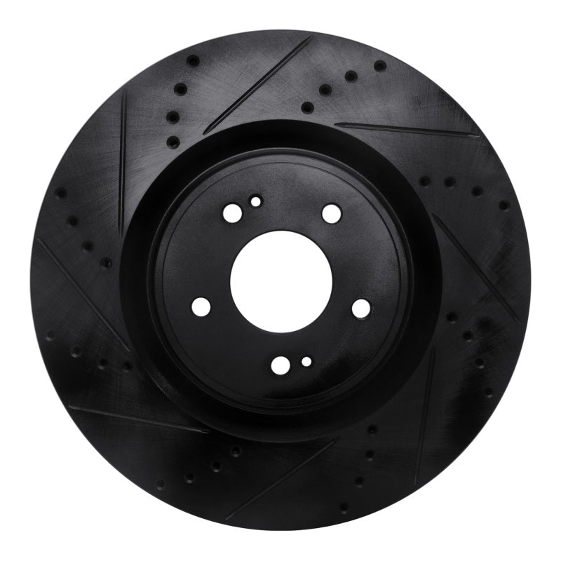 R1 Concepts R1 08-15 Mitsubishi Lancer Front Left Drilled & Slotted Black Brake Rotor