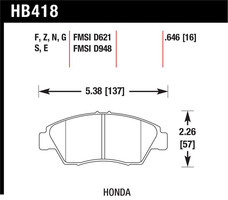 Hawk Performance Hawk 02-06 RSX (non-S) Front / 03-09 Civic Hybrid / 04-05 Civic Si HP+ Street Rear Brake Pads