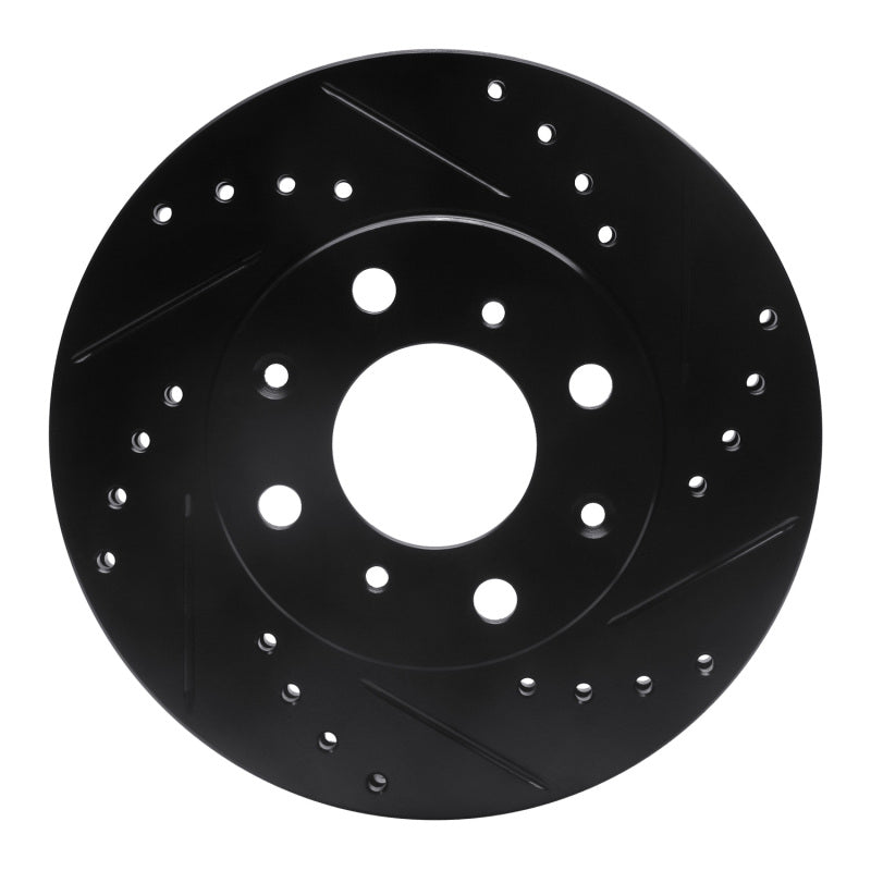 R1 Concepts R1 90-00 Honda Civic Hatchback Front Right Drilled & Slotted Black Brake Rotor