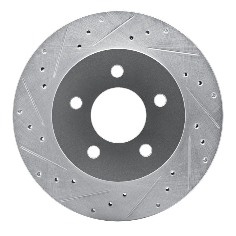 R1 Concepts R1 82-90 Ford Mustang Rear Left Drilled & Slotted Silver Brake Rotor