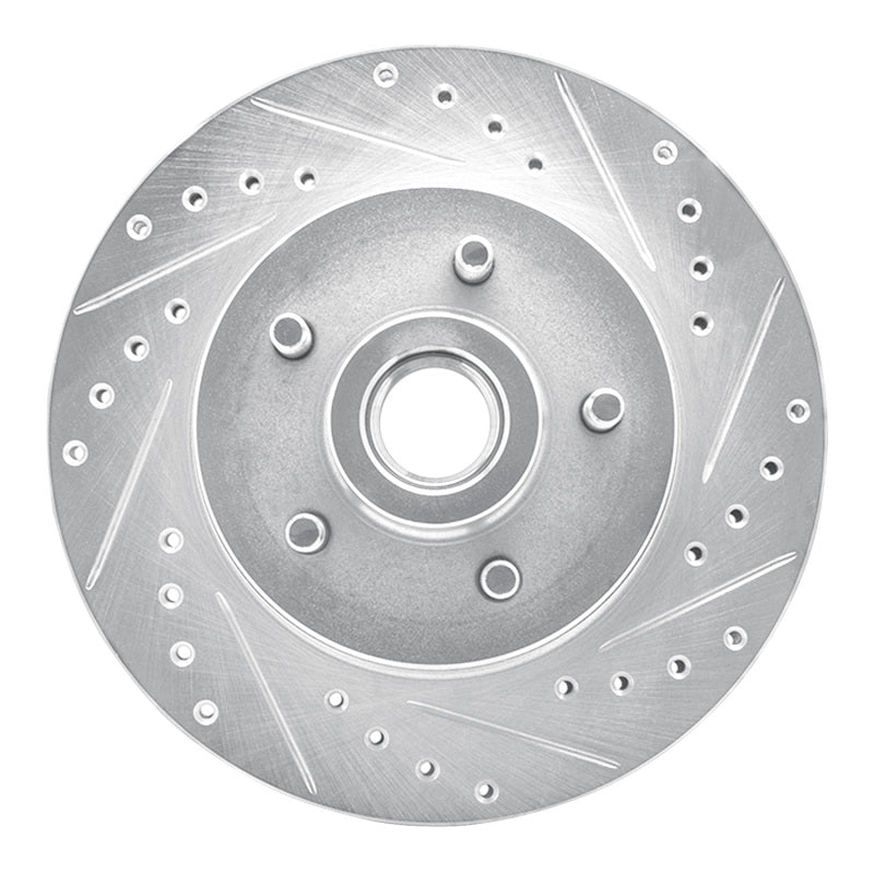 R1 Concepts R1 1987-1990 Dodge Dakota RWD Front Right Drilled & Slotted Silver Brake Rotor
