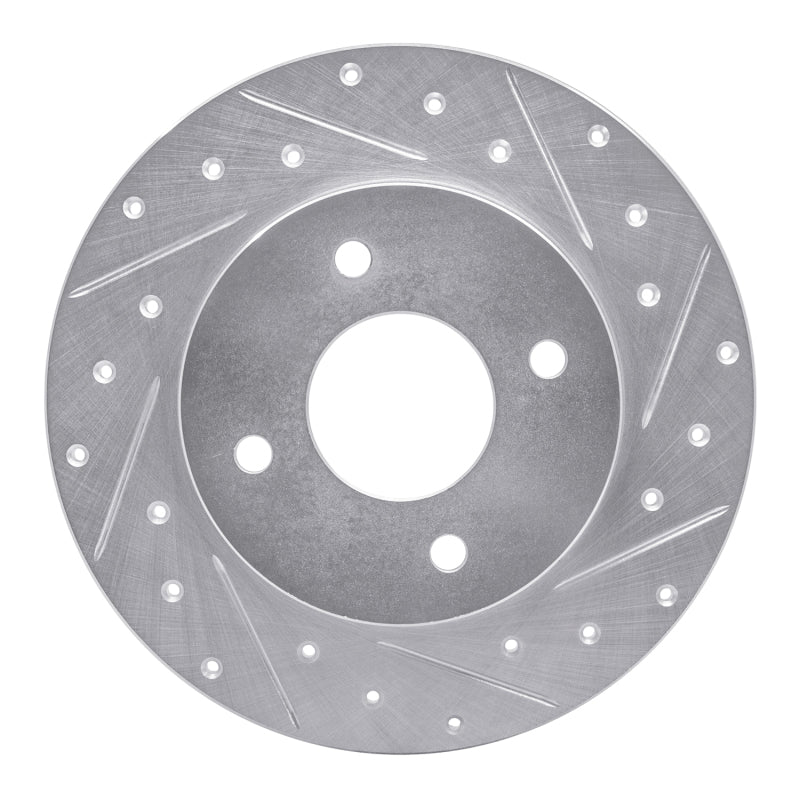 R1 Concepts R1 04-06 Nissan Sentra Rear Right Drilled & Slotted Silver Brake Rotor