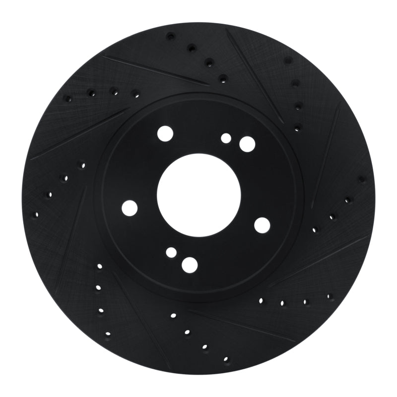 R1 Concepts R1 97-01 Infiniti Q45 Front Right Drilled & Slotted Black Brake Rotor
