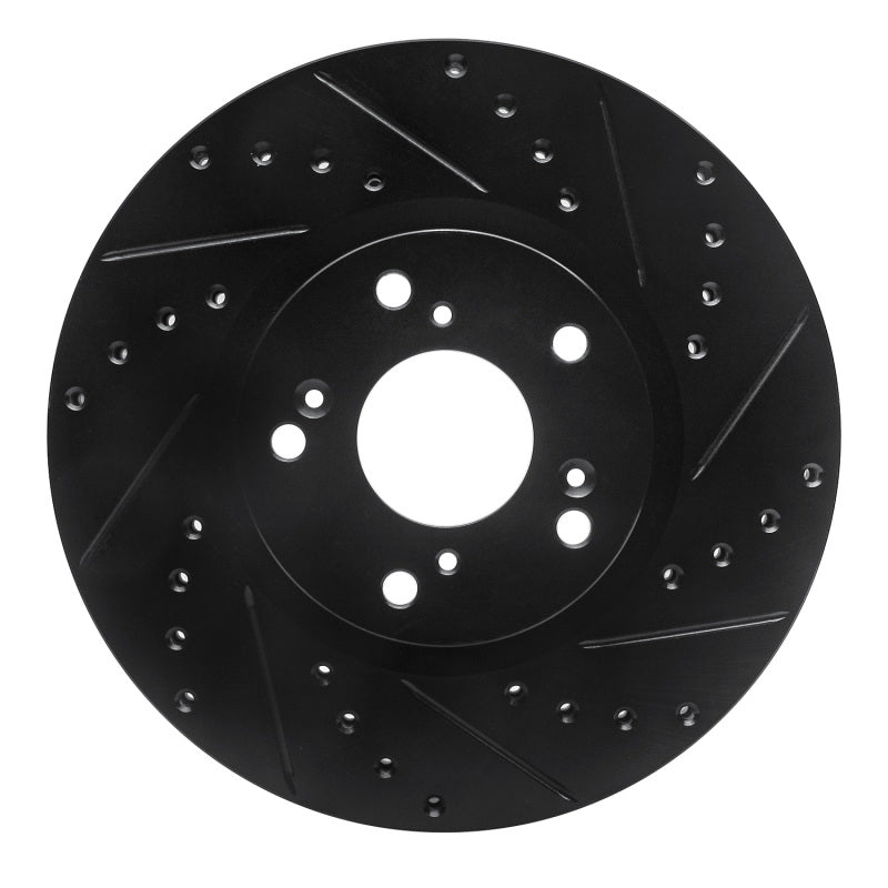 R1 Concepts R1 02-15 Acura ILX Front Right Drilled & Slotted Black Brake Rotor