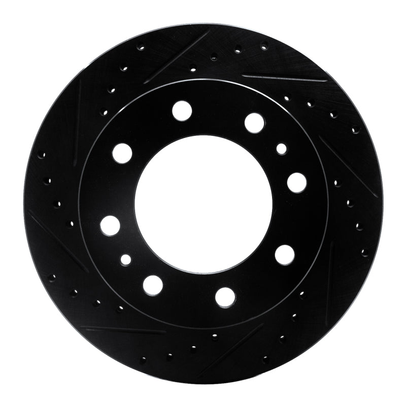 R1 Concepts R1 08-20 Ford E-450 Super Duty Rear Left Drilled & Slotted Black Brake Rotor
