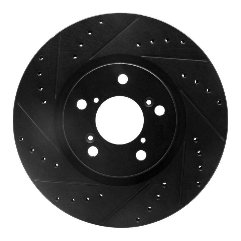 R1 Concepts R1 06-14 Honda Ridgeline Front Left Drilled & Slotted Black Brake Rotor