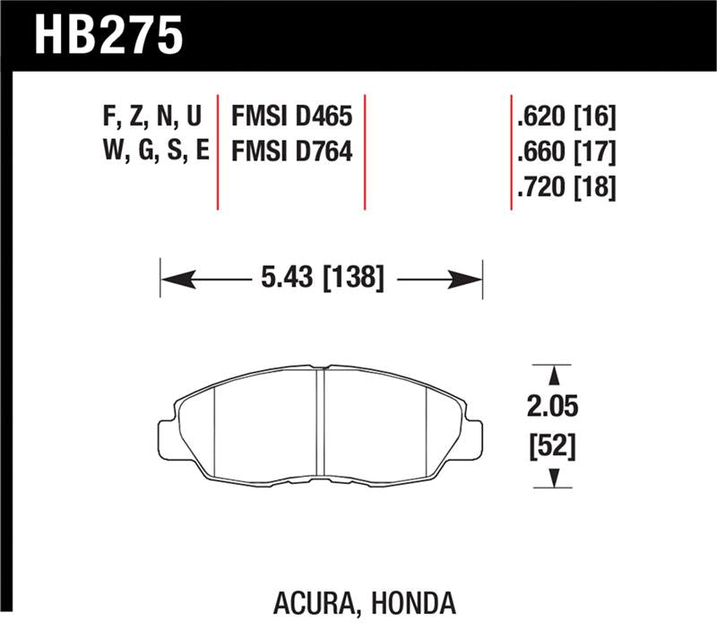 Hawk Performance Hawk 97-99 Acura CL / 93-02 Honda Accord Coupe DX/EX/LX/96-10 Civic Coupe EX DTC-60 Race Brake Pads