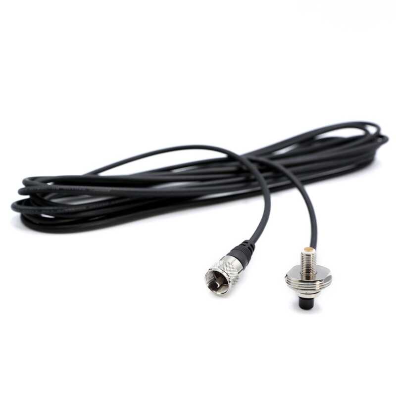 Rugged Radios 17 Ft Antenna Coax Cable with 3/8 NMO (TM) Thick Mount