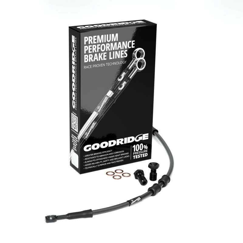 Goodridge 06-08 HD VRSCD/VRSCX +6in Black Brake Line Kit w/Black Fittings