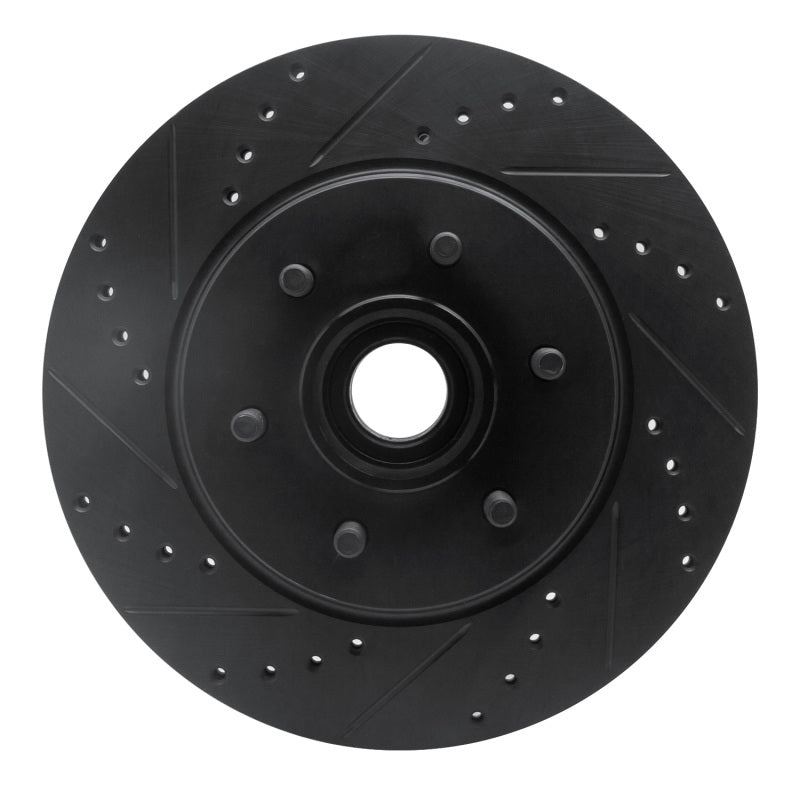 R1 Concepts R1 04-08 Ford F-150 RWD Front Left Drilled & Slotted Black Brake Rotor