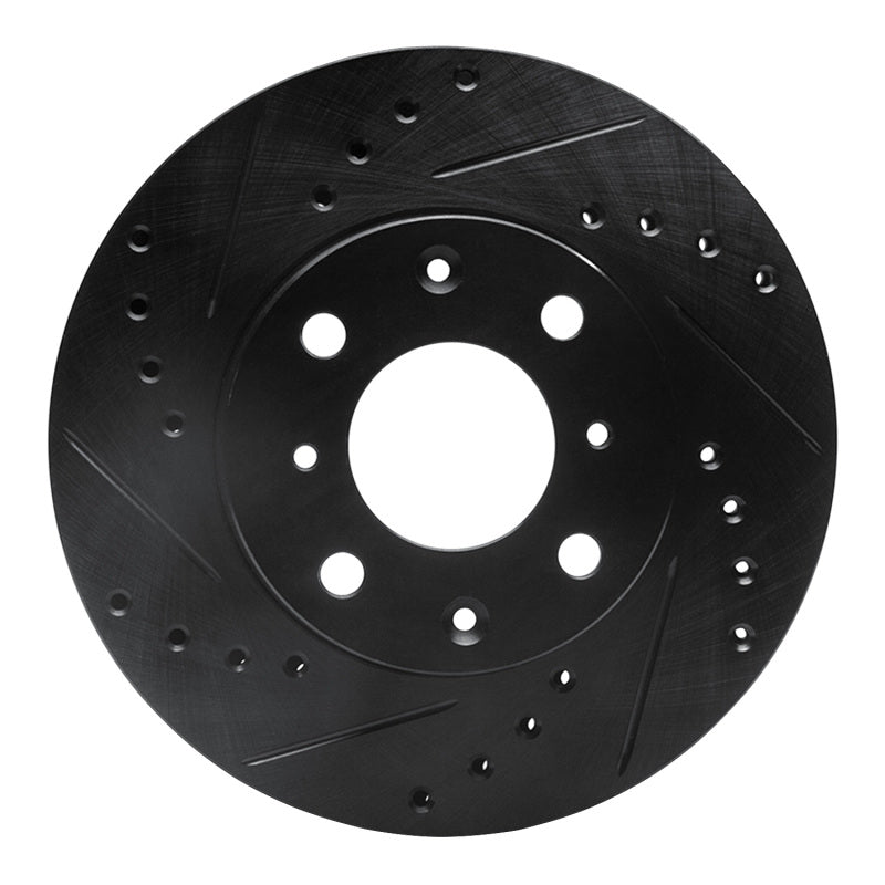 R1 Concepts R1 86-91 Acura Integra Front Left Drilled & Slotted Black Brake Rotor