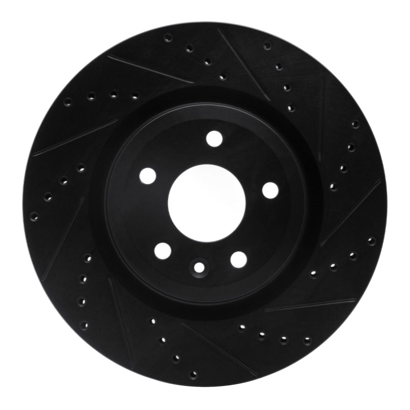 R1 Concepts R1 11-19 Ford Explorer Front Right Drilled & Slotted Black Brake Rotor