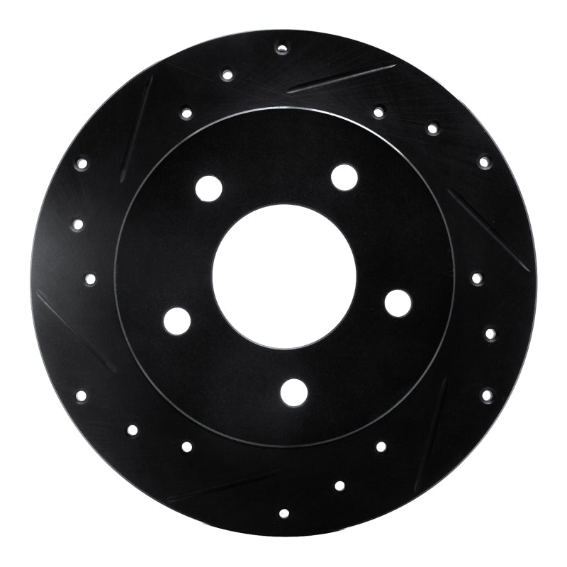 R1 Concepts R1 84-88 Pontiac 6000 Rear Left Drilled & Slotted Black Brake Rotor