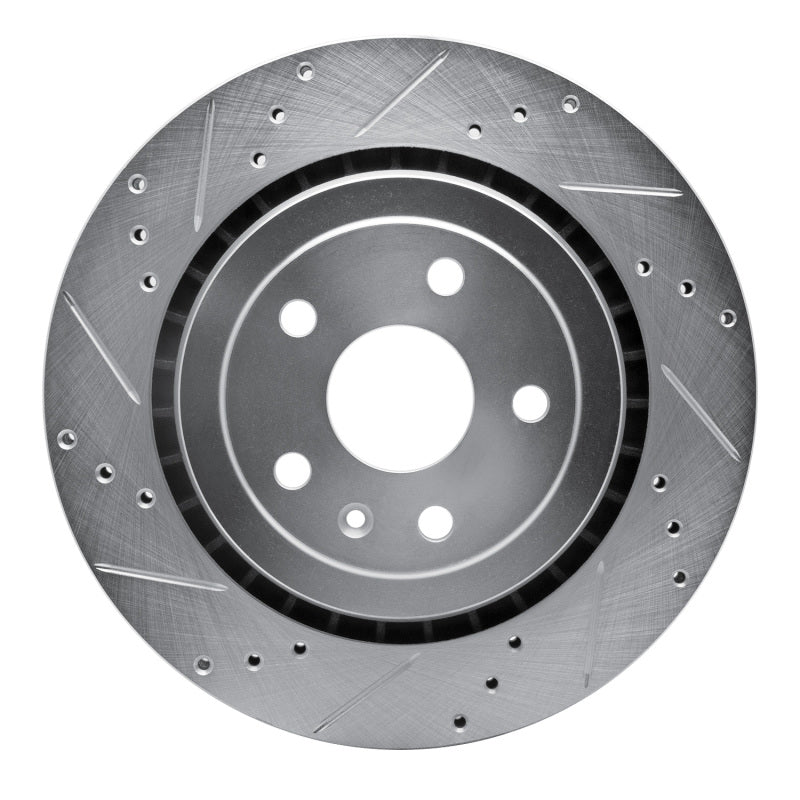 R1 Concepts R1 16-24 Cadillac ATS Rear Left Drilled & Slotted Silver Brake Rotor