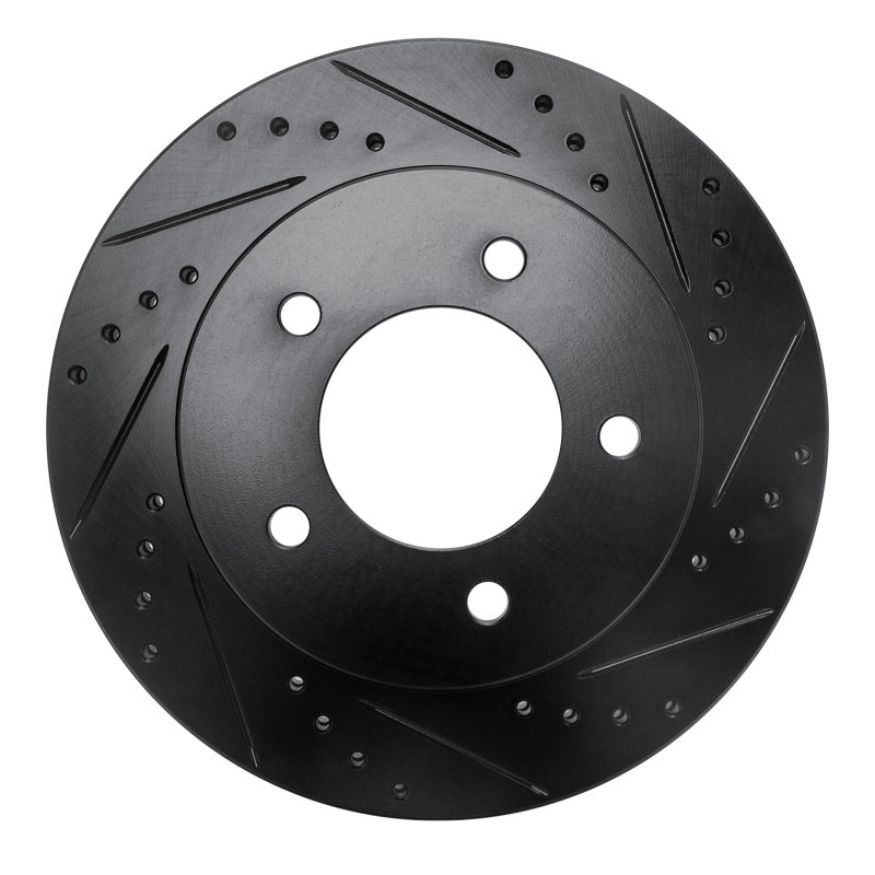 R1 Concepts R1 97-04 Ford F-150 4WD Front Right Drilled & Slotted Black Brake Rotor