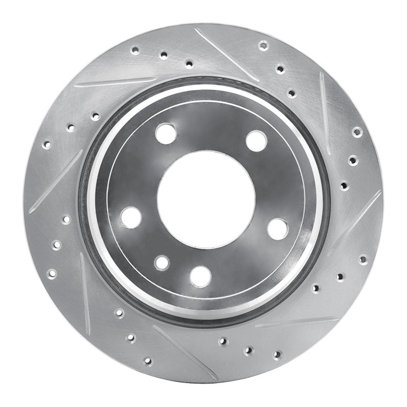 R1 Concepts R1 88-94 BMW 750IL Rear Right Drilled & Slotted Silver Brake Rotor