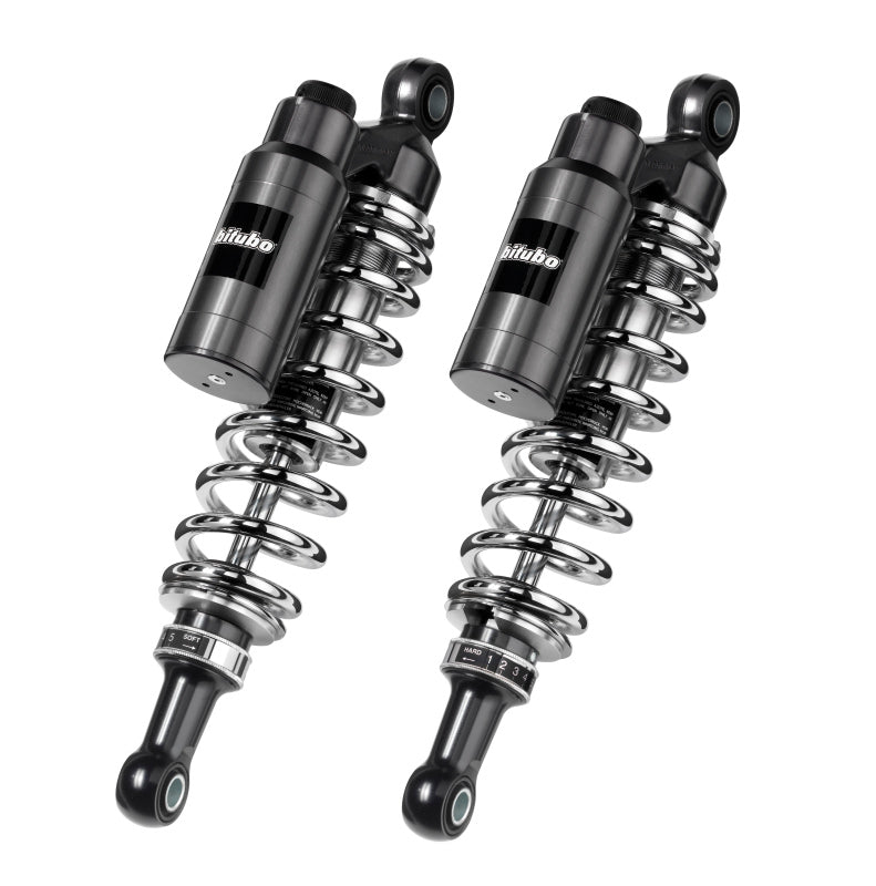 Bitubo Suspension Bitubo WMT0 Twinshocks Adj.: Spring Preload, Reb., Comp., Length 380mm, Piggyback Tank Chr Edition