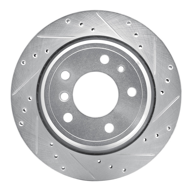 R1 Concepts R1 91-95 BMW 540I Rear Right Drilled & Slotted Silver Brake Rotor