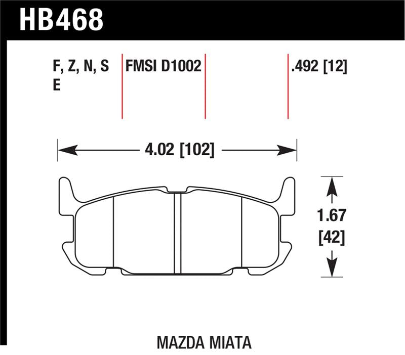 Hawk Performance Hawk 03-05 Miata w/ Sport Suspension HPS Street Rear Brake Pads (D1002)