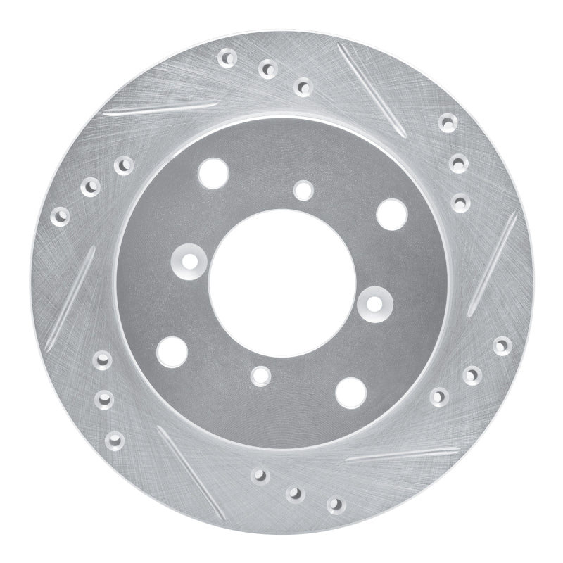 R1 Concepts R1 89-01 Chevrolet Metro Front Right Drilled & Slotted Silver Brake Rotor