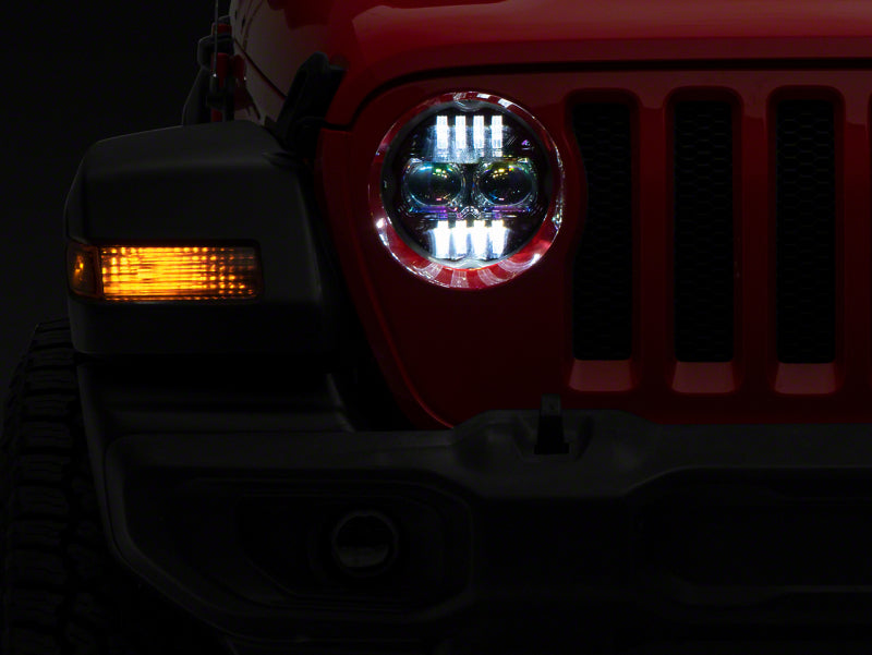 Raxiom 18-23 Jeep Wrangler JL Axial Series 9-In Angel Eye LED Headlights- Black Housing (Clear Lens)