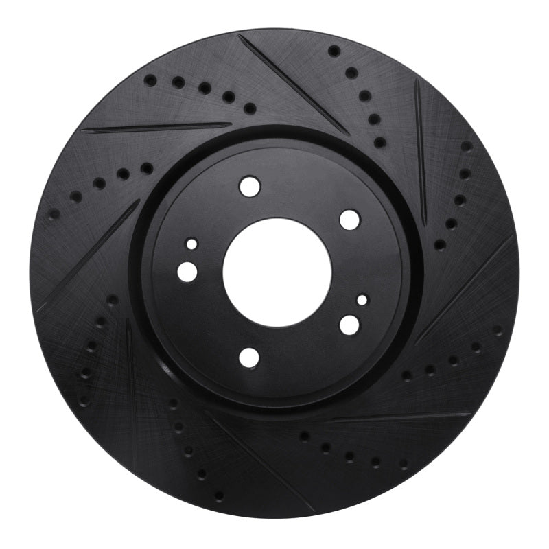 R1 Concepts R1 03-06 Mitsubishi Lancer Front Right Drilled & Slotted Black Brake Rotor