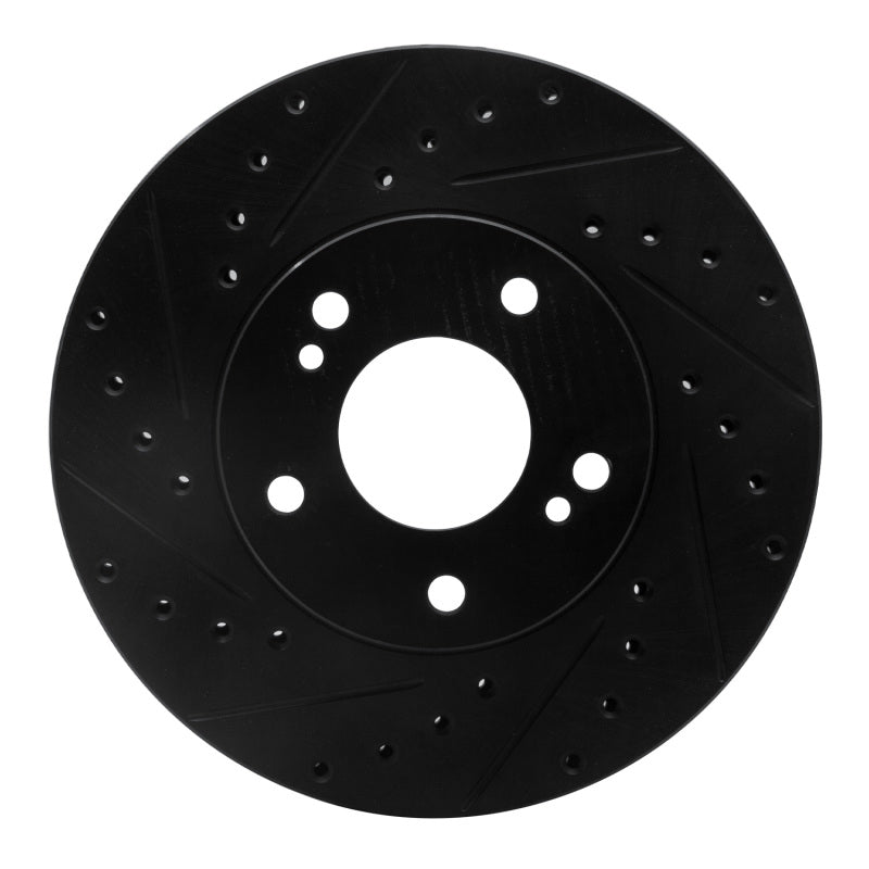 R1 Concepts R1 89-96 Nissan 300ZX Front Left Drilled & Slotted Black Brake Rotor