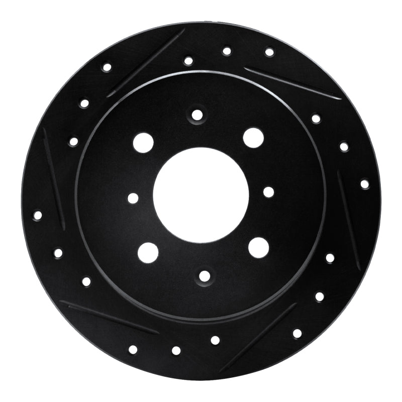 R1 Concepts R1 88-01 Acura Integra Rear Left Drilled & Slotted Black Brake Rotor