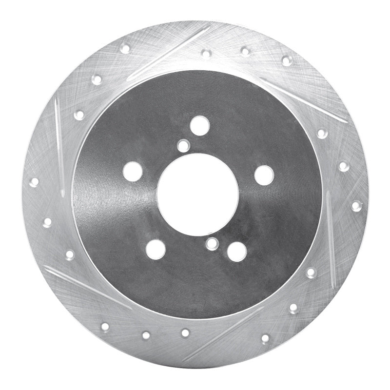 R1 Concepts R1 05-09 Subaru Outback Rear Left Drilled & Slotted Silver Brake Rotor