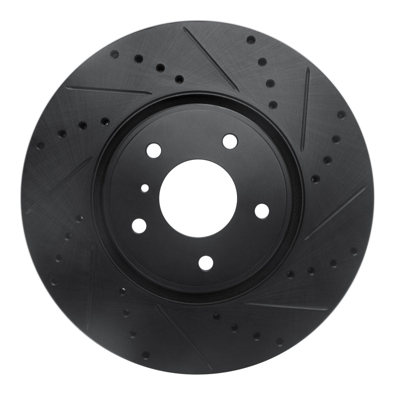 R1 Concepts R1 05-14 Infiniti FX45 Front Right Drilled & Slotted Black Brake Rotor