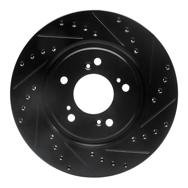 R1 Concepts R1 97-05 Acura NSX Front Right Drilled & Slotted Black Brake Rotor