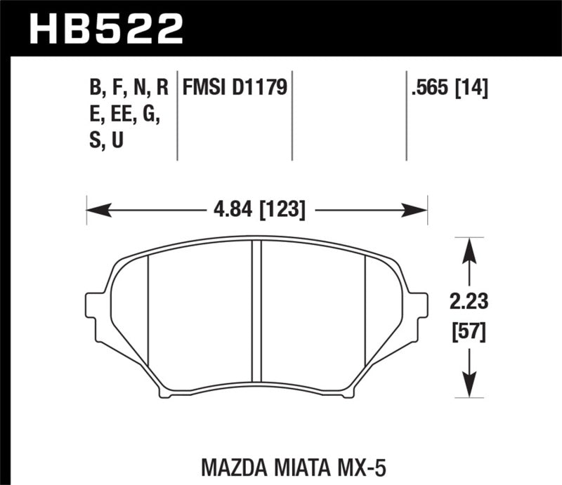Hawk Performance Hawk 2015 Mazda MX-5 Miata 2.0L 25th Anniversary Edition OE Incl.Clips Front ER-1 Brake Pads