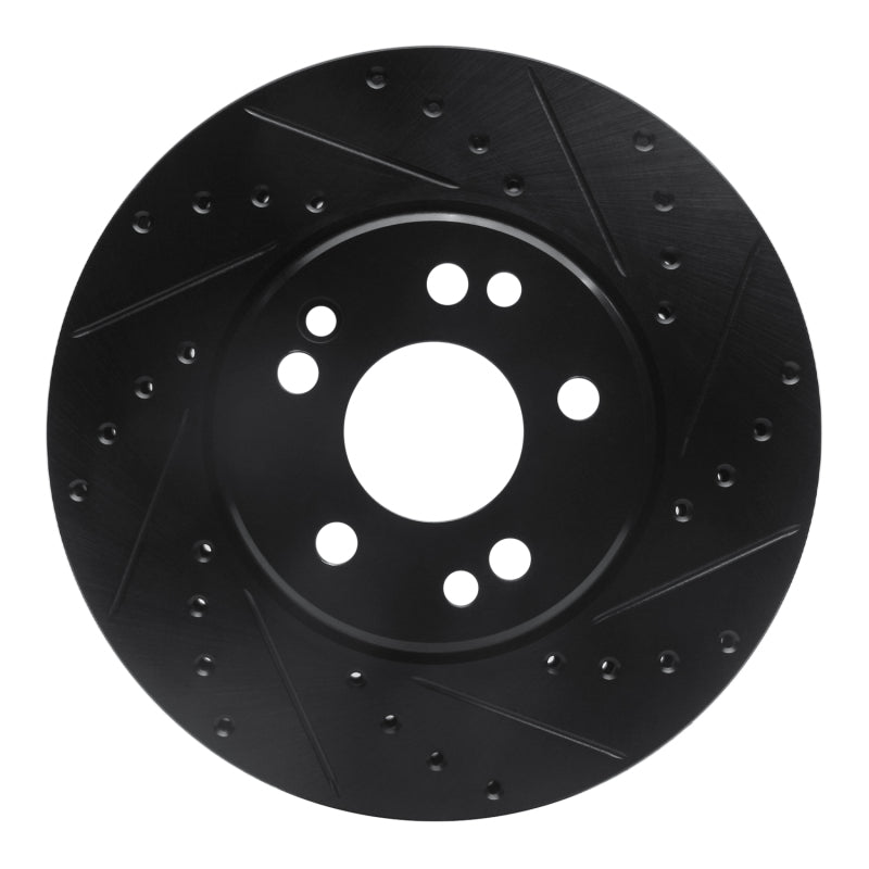 R1 Concepts R1 90-98 Mercedes-Benz 300SL Front Right Drilled & Slotted Black Brake Rotor