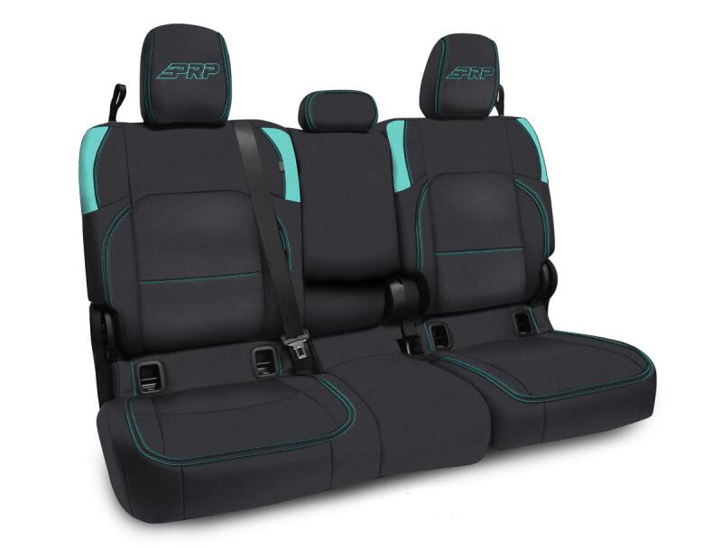 PRP Seats PRP Jeep Wrangler JT Rear Bench Covers - with Armrest - Black/Teal