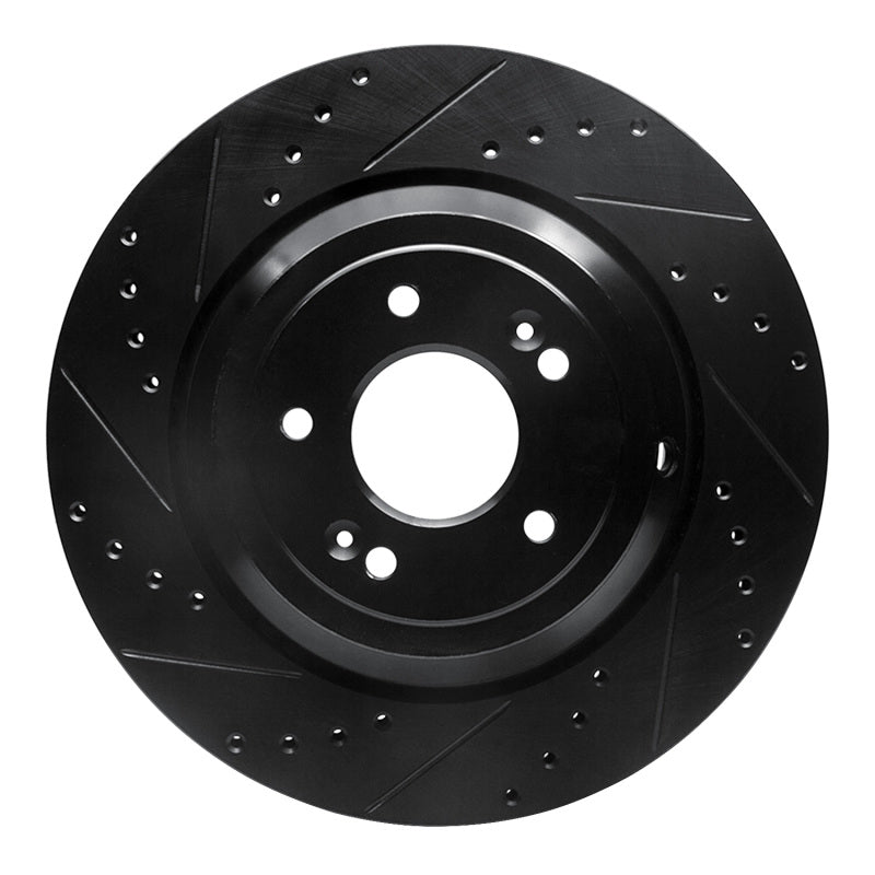 R1 Concepts R1 17-19 Genesis G90 Rear Left Drilled & Slotted Black Brake Rotor