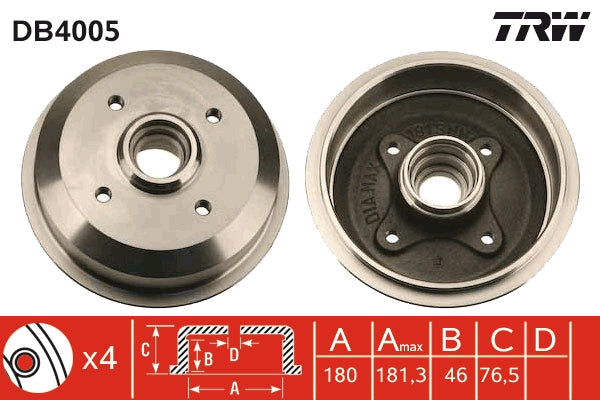 TRW MOTO DB4005 Brake Drum