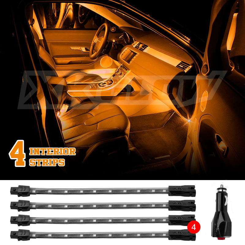 XKGLOW XK Glow Single Color XKGLOW UnderglowLED Accent Light Car/Truck Kit Amber - 4x8In