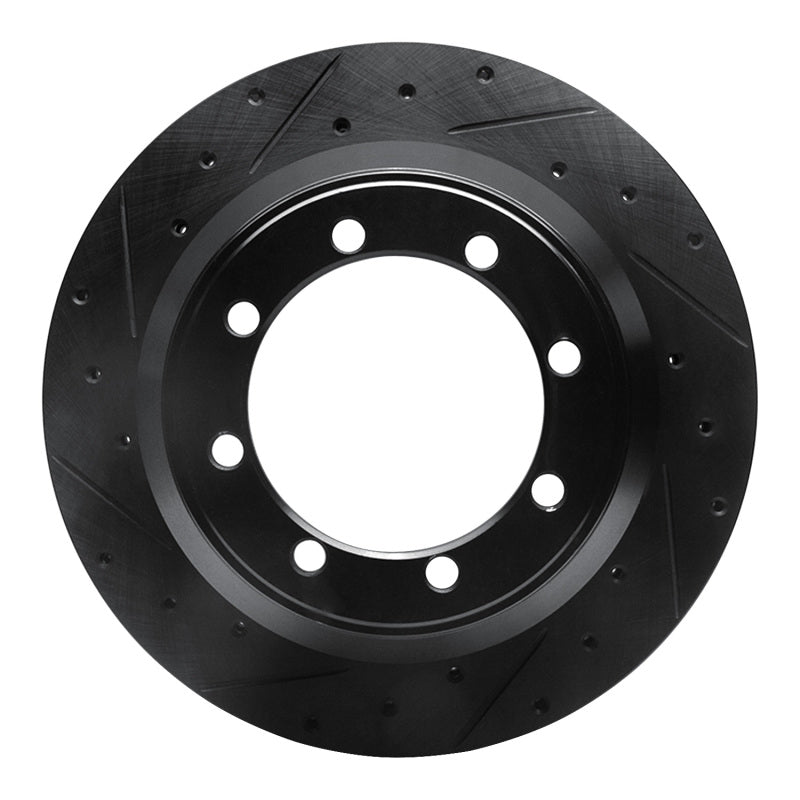 R1 Concepts R1 99-04 Ford F-350 Super Duty 2WD Rear Left Drilled & Slotted Black Brake Rotor