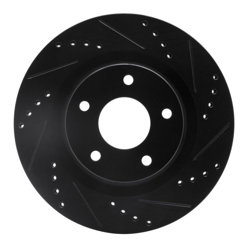 R1 Concepts R1 07-13 Nissan Altima Front Right Drilled & Slotted Black Brake Rotor