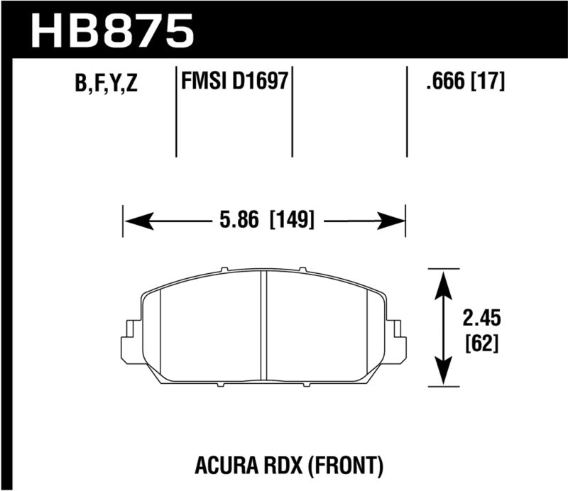 Hawk Performance Hawk 14-17 Acura RDX/RLX HPS 5.0 Front Brake Pads ( does not fit civic Type R)