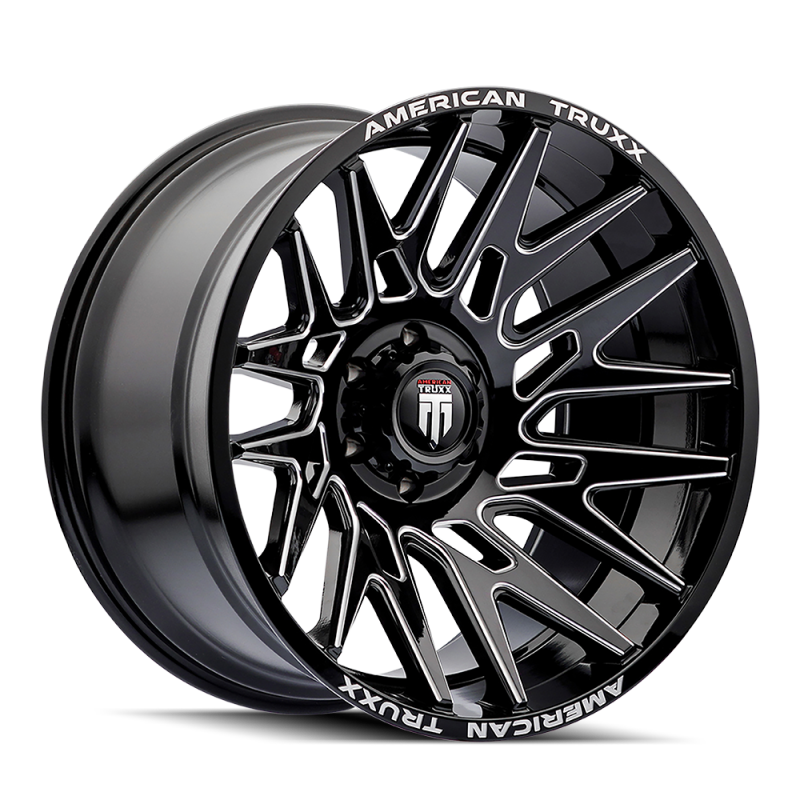 American Truxx AT1919 Evolution 22x12 / 8x180 BP / -44mm Offset / 124.2mm Hub Gloss Blk Mill Wheel