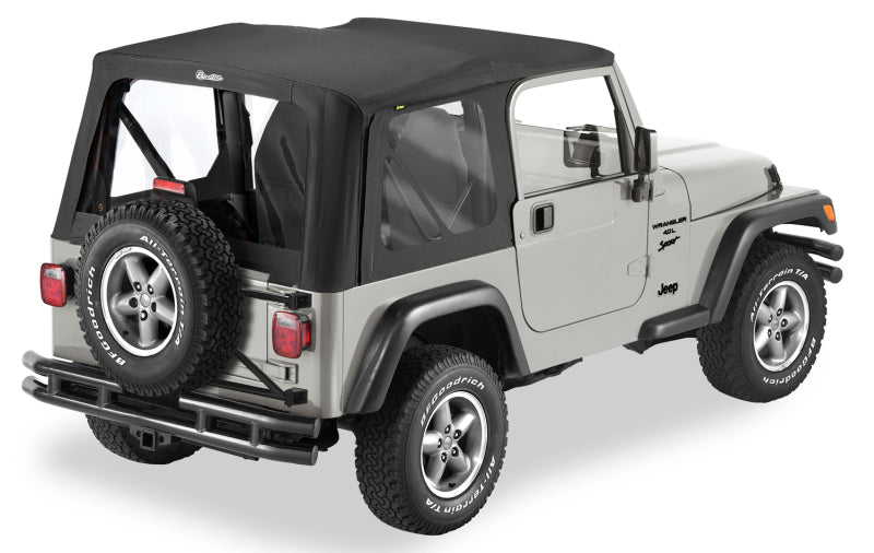 Bestop 97-02 Jeep Wrangler TJ Replace A-Top (Black Denim Clear Windows No Door Skins Included)