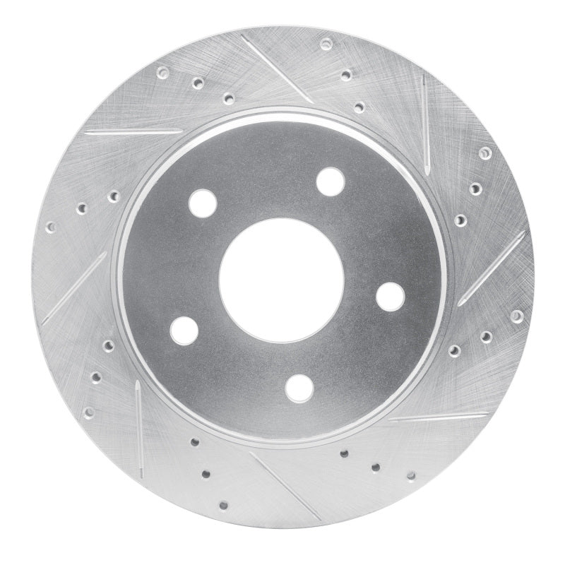 R1 Concepts R1 08-12 Jeep J8 Front Right Drilled & Slotted Silver Brake Rotor