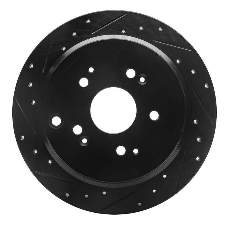R1 Concepts R1 02-04 Honda Odyssey Rear Left Drilled & Slotted Black Brake Rotor