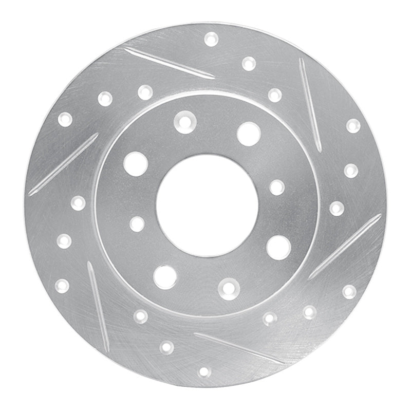 R1 Concepts R1 79-83 Honda Civic Sedan Front Right Drilled & Slotted Silver Brake Rotor