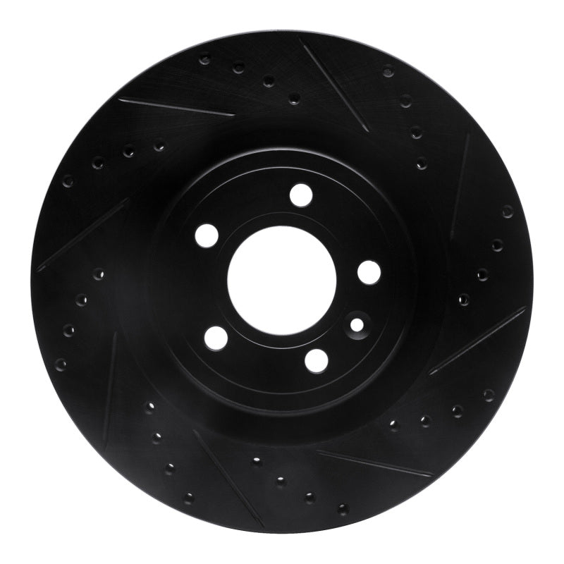 R1 Concepts R1 11-14 Ford Mustang Front Right Drilled & Slotted Black Brake Rotor