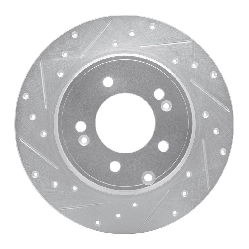 R1 Concepts R1 17-19 Kia Cadenza Rear Left Drilled & Slotted Silver Brake Rotor