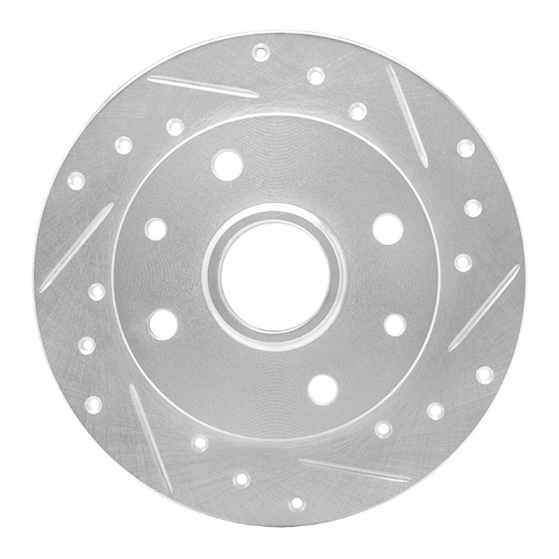 R1 Concepts R1 1981-1985 Mazda RX-7 Rear Right Drilled & Slotted Silver Brake Rotor
