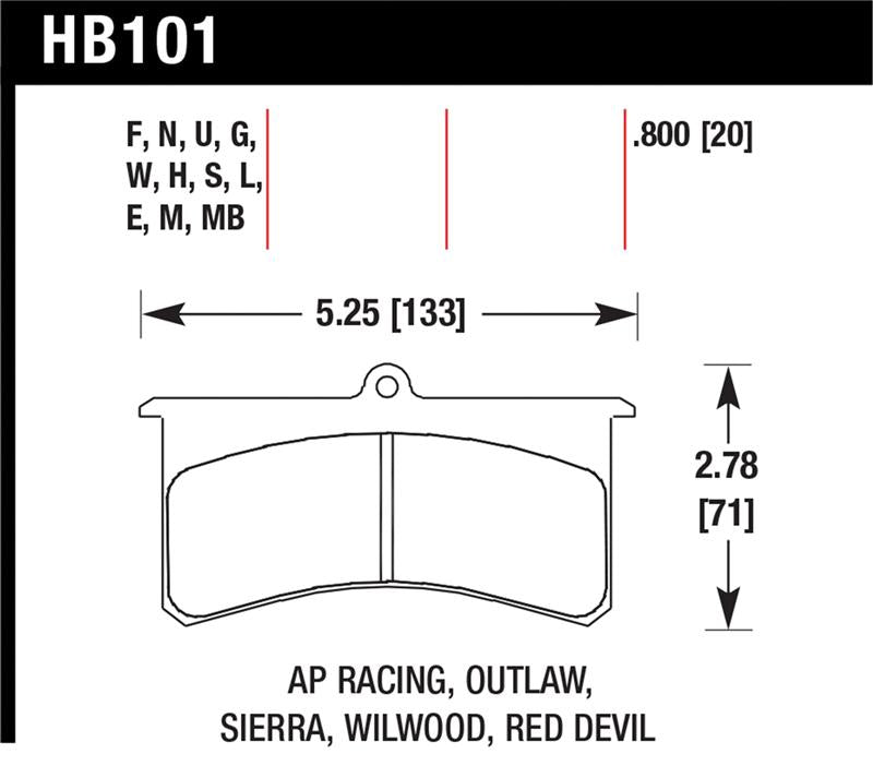 Hawk Performance Hawk Aerospace Components / AP Racing / Brakeman / CNC / Coleman / Outlaw DTC-60 Race Brake Pads